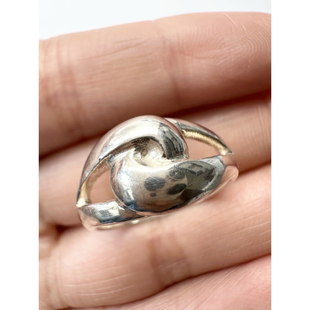 925 Sterling Silver Vintage Modernist Knot Ring Size 7